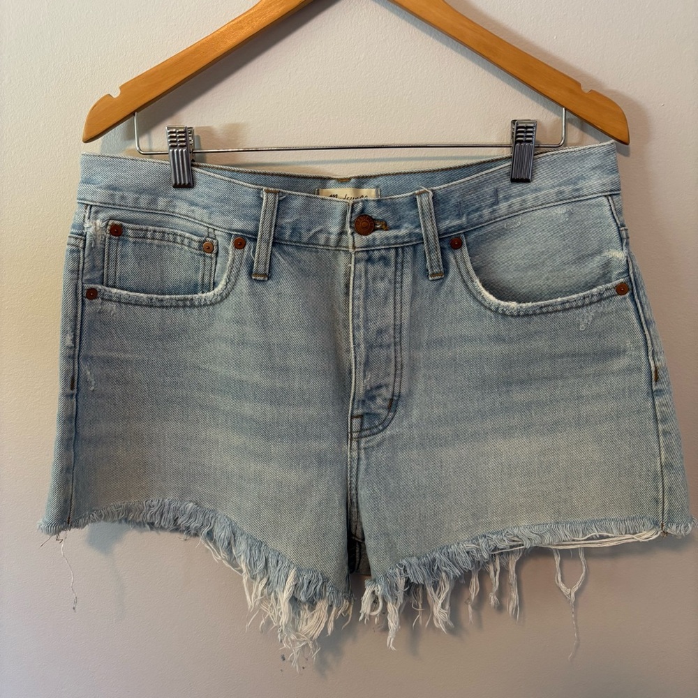 Madewell Relaxed Denim Jean Shorts Distressed Frayed Hem
